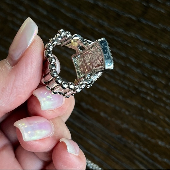 Blue stone Jewelry Set, Necklace, Earrings and Cocktail Ring - Picture 13 of 15